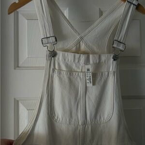 Madewell Straight Leg Denim Overalls - Tile White, Long length!